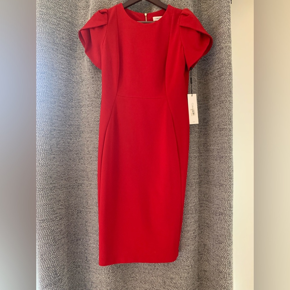 Calvin Klein Red Midi Sheath Dress